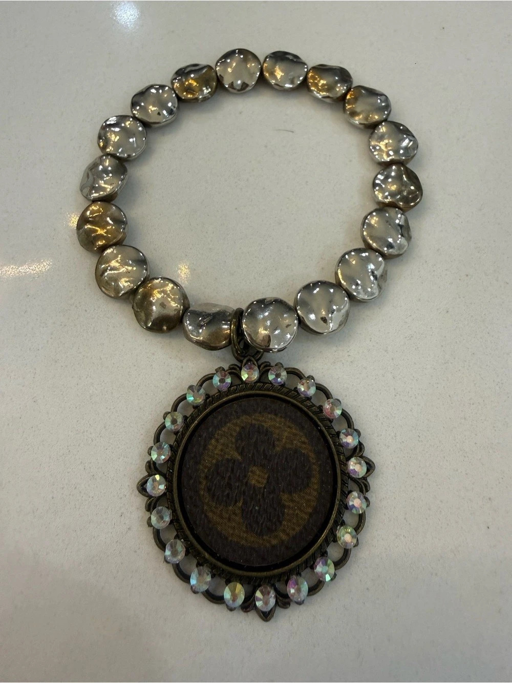 Statement Pendant Bracelet in Black & Gray Like New